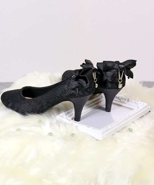 LibertyDoll(リバティードール)の「Liberty Doll / ポインテッドトゥ オケージョンパンプス 6.5cmヒール バックリボン レース フォーマル 結婚式 パーティー セレモニー 美脚パンプス(1203-SA)(パンプス・レディース・グレー/ブラック/ベージュ・S/M/L/XL/LL/SS)」の8枚目の写真