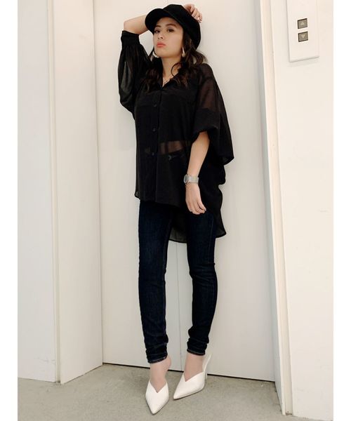 GYDA(ジェイダ)の「シフォンBIG シャツ(シャツ/ブラウス・レディース・オフホワイト/ブラック/その他/その他2・FREE)」の16枚目の写真