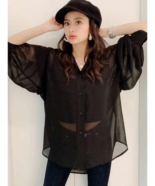 GYDA(ジェイダ)の「シフォンBIG シャツ(シャツ/ブラウス・レディース・オフホワイト/ブラック/その他/その他2・FREE)」の17枚目の写真