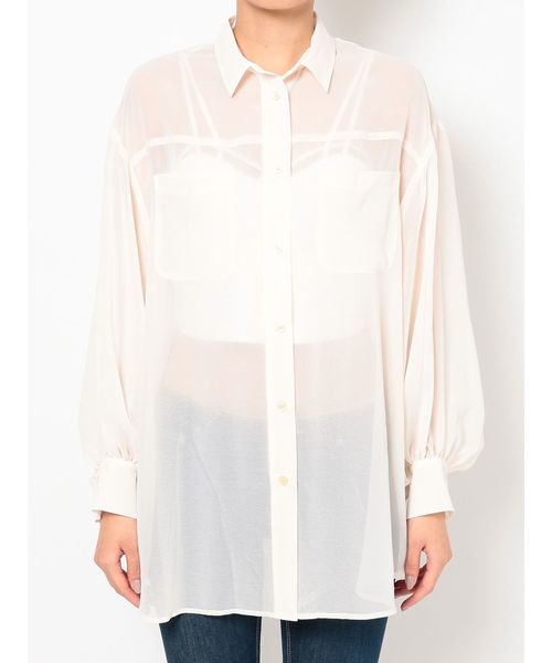 GYDA(ジェイダ)の「シフォンBIG シャツ(シャツ/ブラウス・レディース・オフホワイト/ブラック/その他/その他2・FREE)」の6枚目の写真