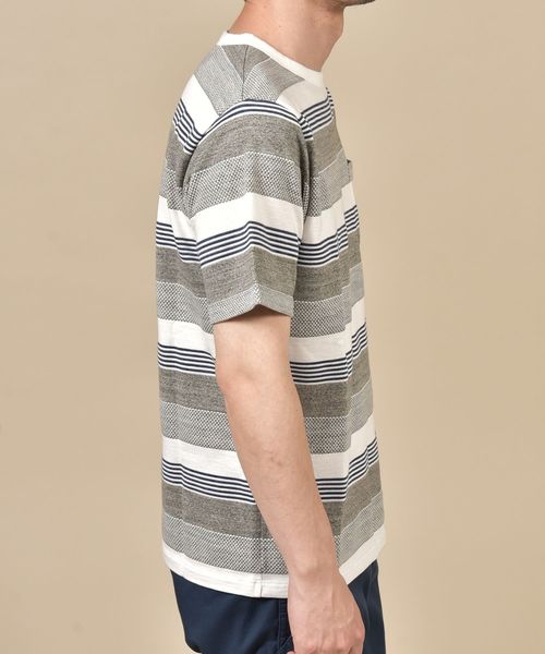 SHIPS（シップス）の「SC: スペック ボーダー ジャガード Tシャツ（Tシャツ/カットソー・メンズ・グレー/カーキ/ブルー/グリーン・S/M/L/XL/XXL）」の8枚目の写真