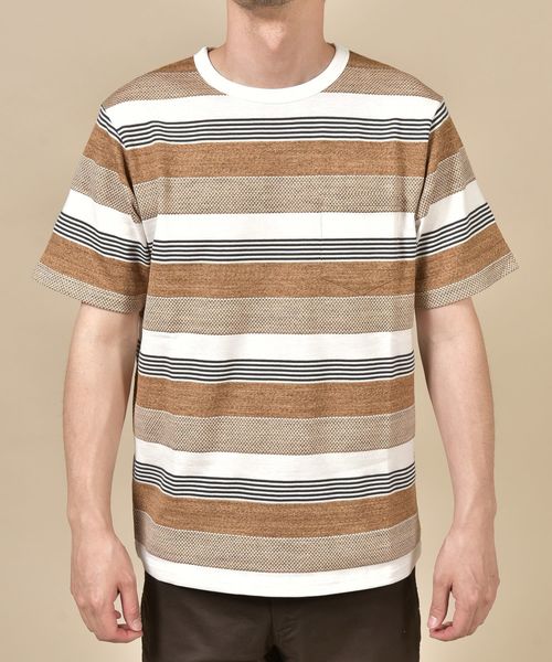 SHIPS（シップス）の「SC: スペック ボーダー ジャガード Tシャツ（Tシャツ/カットソー・メンズ・グレー/カーキ/ブルー/グリーン・S/M/L/XL/XXL）」の10枚目の写真