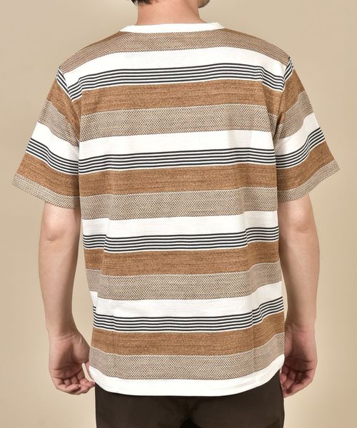 SHIPS（シップス）の「SC: スペック ボーダー ジャガード Tシャツ（Tシャツ/カットソー・メンズ・グレー/カーキ/ブルー/グリーン・S/M/L/XL/XXL）」の12枚目の写真