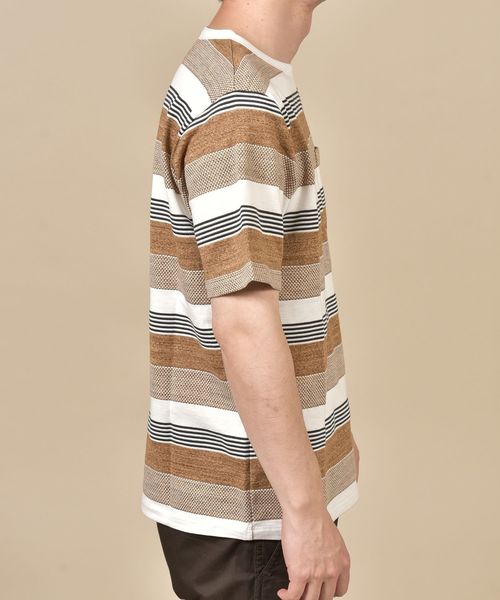 SHIPS（シップス）の「SC: スペック ボーダー ジャガード Tシャツ（Tシャツ/カットソー・メンズ・グレー/カーキ/ブルー/グリーン・S/M/L/XL/XXL）」の13枚目の写真