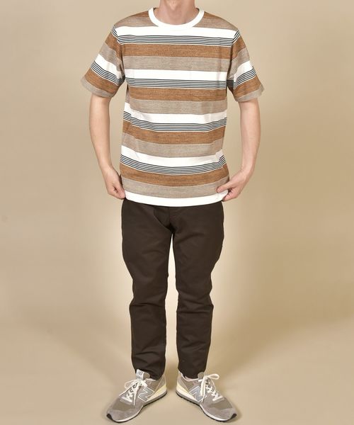 SHIPS（シップス）の「SC: スペック ボーダー ジャガード Tシャツ（Tシャツ/カットソー・メンズ・グレー/カーキ/ブルー/グリーン・S/M/L/XL/XXL）」の14枚目の写真