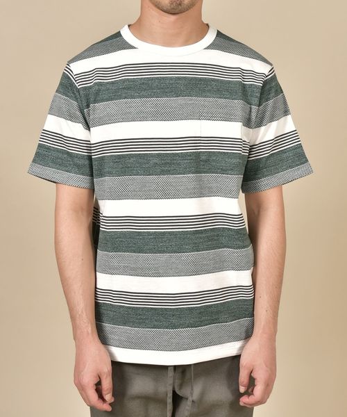 SHIPS（シップス）の「SC: スペック ボーダー ジャガード Tシャツ（Tシャツ/カットソー・メンズ・グレー/カーキ/ブルー/グリーン・S/M/L/XL/XXL）」の15枚目の写真