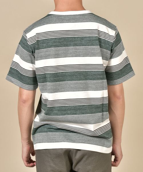 SHIPS（シップス）の「SC: スペック ボーダー ジャガード Tシャツ（Tシャツ/カットソー・メンズ・グレー/カーキ/ブルー/グリーン・S/M/L/XL/XXL）」の17枚目の写真