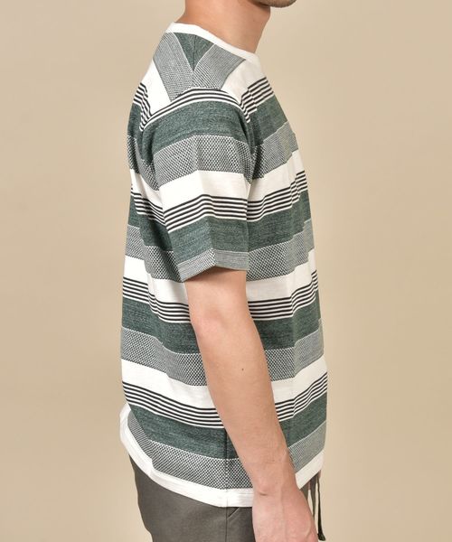SHIPS（シップス）の「SC: スペック ボーダー ジャガード Tシャツ（Tシャツ/カットソー・メンズ・グレー/カーキ/ブルー/グリーン・S/M/L/XL/XXL）」の18枚目の写真