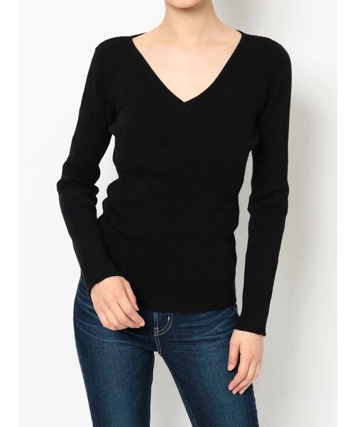 GYDA（ジェイダ）の「リブVネックニット トップス（ニット/セーター・レディース・オフホワイト/ブラック/ベージュ・FREE）」の8枚目の写真