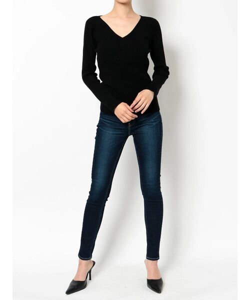 GYDA（ジェイダ）の「リブVネックニット トップス（ニット/セーター・レディース・オフホワイト/ブラック/ベージュ・FREE）」の9枚目の写真