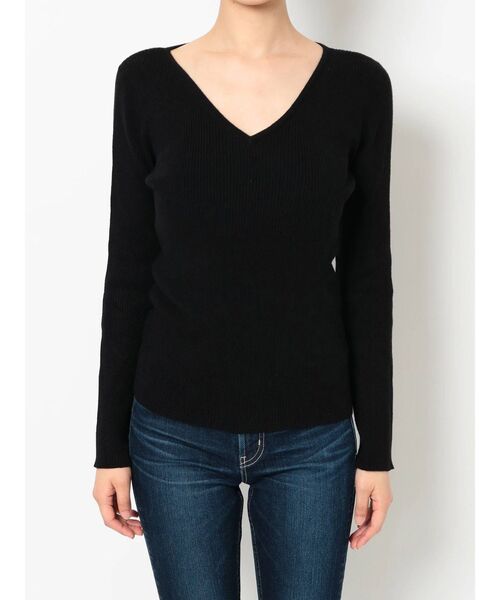 GYDA（ジェイダ）の「リブVネックニット トップス（ニット/セーター・レディース・オフホワイト/ブラック/ベージュ・FREE）」の10枚目の写真