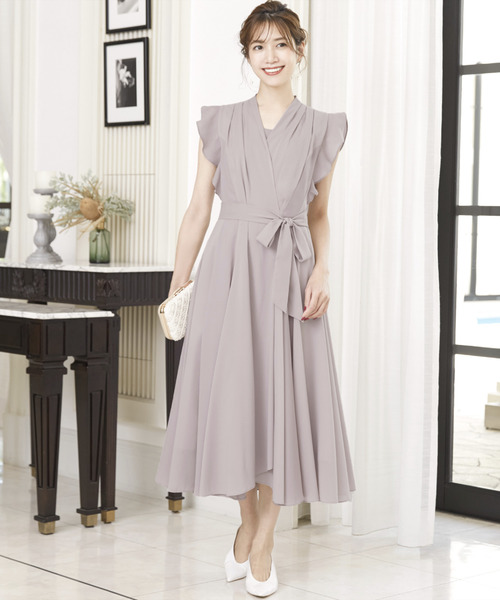 カシュクールタックフレアミモレ丈結婚式ワンピース結婚式ワンピース 二次会 成人式 同窓会 謝恩会 お呼ばれ対応フォーマルパーティードレス ドレス Girl ガール のファッション通販 Zozotown