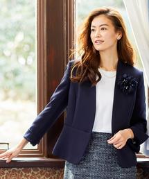 J.PRESS（ジェイプレス）の「【ニオイ菌抑制】洗えるヴィーナスダブルクロス ノーカラージャケット（ノーカラージャケット）」