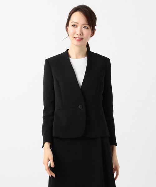 J.PRESS(ジェイプレス)の「【ニオイ菌抑制】洗えるヴィーナスダブルクロス ノーカラージャケット(ノーカラージャケット・レディース・ネイビー系/ブラック系・7/13/11)」の6枚目の写真