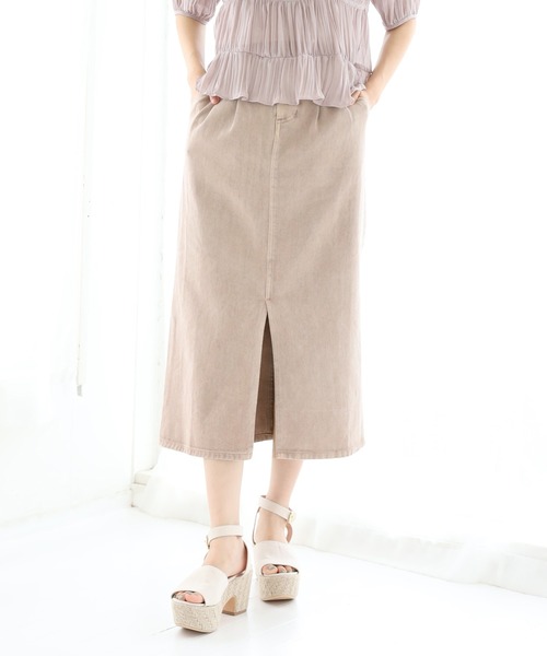 one after another NICE CLAUP（ワンアフターアナザーナイスクラップ）の「硫化スリットタイトスカート（スカート・レディース・パープル/ネイビー/アイボリー/ピンクベージュ・FREE）」の4枚目の写真