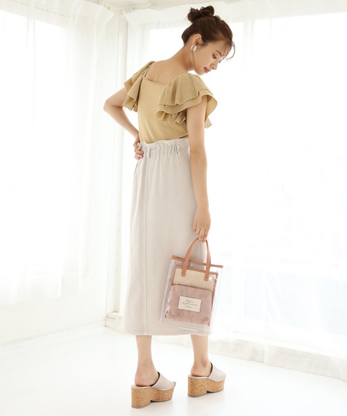 one after another NICE CLAUP（ワンアフターアナザーナイスクラップ）の「硫化スリットタイトスカート（スカート・レディース・パープル/ネイビー/アイボリー/ピンクベージュ・FREE）」の20枚目の写真