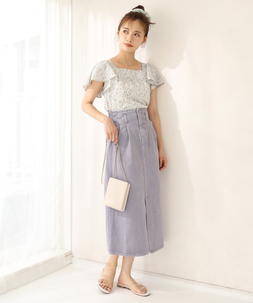 one after another NICE CLAUP（ワンアフターアナザーナイスクラップ）の「硫化スリットタイトスカート（スカート・レディース・パープル/ネイビー/アイボリー/ピンクベージュ・FREE）」の16枚目の写真