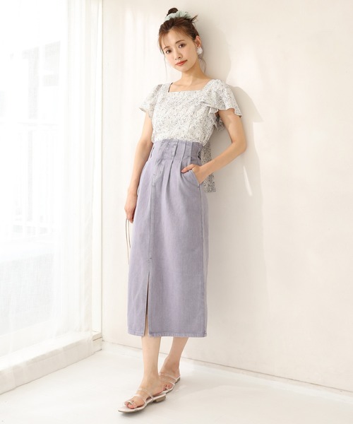 one after another NICE CLAUP（ワンアフターアナザーナイスクラップ）の「硫化スリットタイトスカート（スカート・レディース・パープル/ネイビー/アイボリー/ピンクベージュ・FREE）」の10枚目の写真