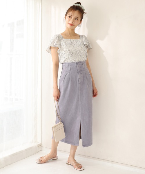 one after another NICE CLAUP（ワンアフターアナザーナイスクラップ）の「硫化スリットタイトスカート（スカート・レディース・パープル/ネイビー/アイボリー/ピンクベージュ・FREE）」の13枚目の写真