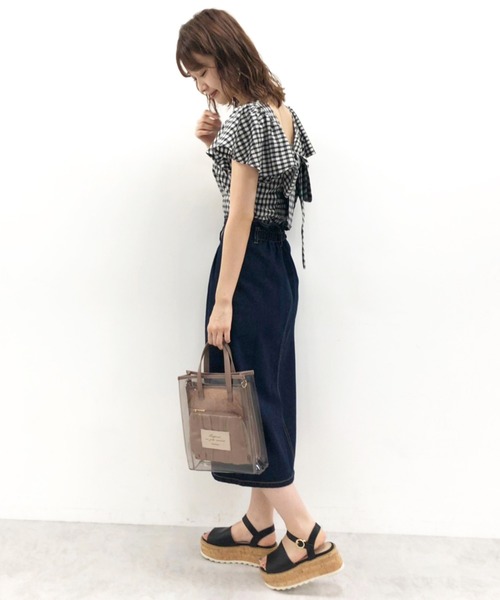 one after another NICE CLAUP（ワンアフターアナザーナイスクラップ）の「硫化スリットタイトスカート（スカート・レディース・パープル/ネイビー/アイボリー/ピンクベージュ・FREE）」の18枚目の写真