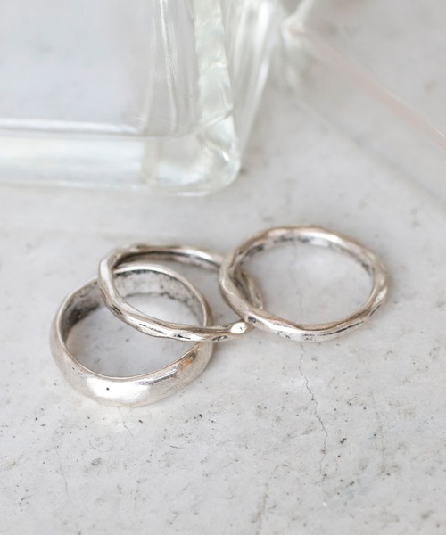 ANEMONE（アネモネ）の「クラフト調メタルリング[3本セット]（リング・レディース・シルバー/ゴールド・FREE）」の2枚目の写真