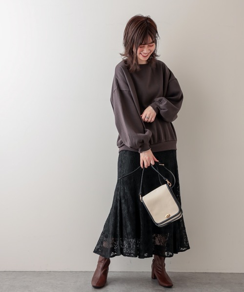 natural couture（ナチュラルクチュール）の「オトナめ袖ボリュームスウェット（Tシャツ/カットソー・レディース・アイボリー/スミクロ/ライトベージュ/ブルー/パープル・FREE）」の9枚目の写真