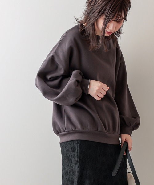 natural couture（ナチュラルクチュール）の「オトナめ袖ボリュームスウェット（Tシャツ/カットソー・レディース・アイボリー/スミクロ/ライトベージュ/ブルー/パープル・FREE）」の19枚目の写真