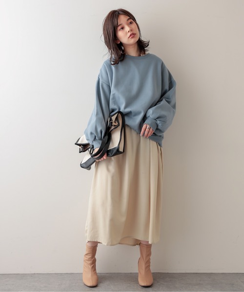 natural couture（ナチュラルクチュール）の「オトナめ袖ボリュームスウェット（Tシャツ/カットソー・レディース・アイボリー/スミクロ/ライトベージュ/ブルー/パープル・FREE）」の17枚目の写真