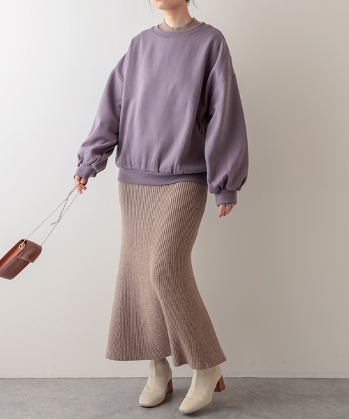 natural couture（ナチュラルクチュール）の「オトナめ袖ボリュームスウェット（Tシャツ/カットソー・レディース・アイボリー/スミクロ/ライトベージュ/ブルー/パープル・FREE）」の10枚目の写真