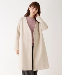 DRESKIP | 【M-L】起毛カットVネックコート(ノーカラーコート)