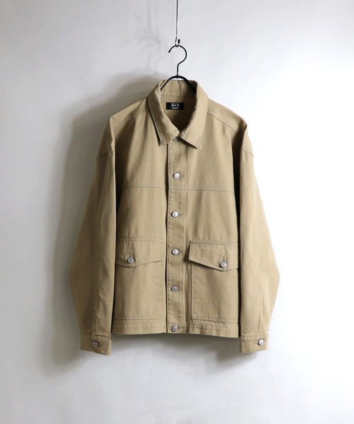 ILL'S(イルズ)の「ビッグシルエット デニムGジャン 【ILL'S】(ミリタリージャケット・メンズ・ホワイト/ベージュ/ブラック/インディゴブルー・M/L)」の1枚目の写真