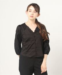 Sustainable atmos pink / ドビーストライプコンパクトブラウス