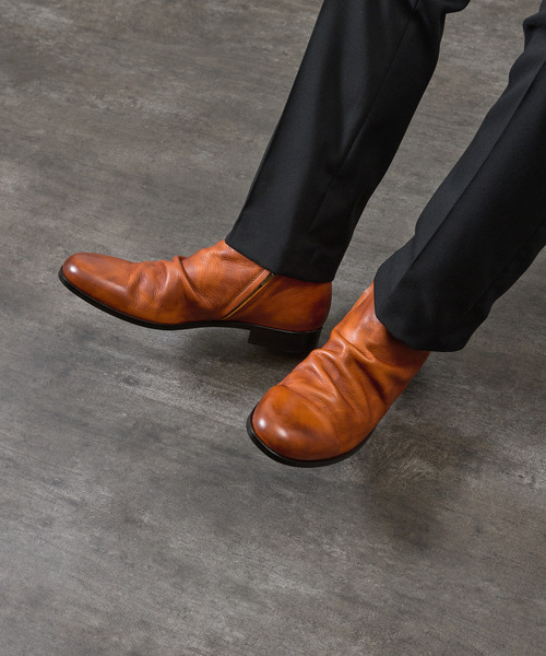 PADRONE（パドローネ）の「PADRONE パドローネ / SHORT SIDE ZIP BOOTS [TARCY] ショートサイドジップ付レザーヒールブーツ 日本製 / PU8395-1203（ブーツ・メンズ・ダークブラウン/キャメル/アッシュグレー/ベージュ/ブラック・40/42/41/43）」の7枚目の写真