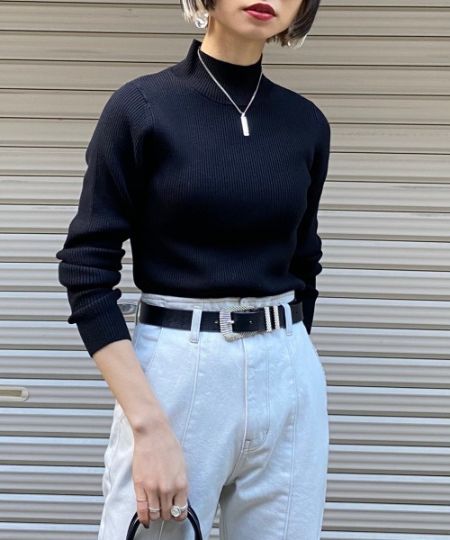 PAGEBOY（ページボーイ）の「リブハイネックニットロングスリーブ（ニット/セーター・レディース・ブラック/オフホワイト/モカ/ブルー系その他・FREE）」の3枚目の写真