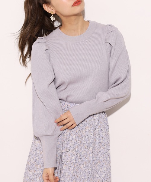 one after another NICE CLAUP（ワンアフターアナザーナイスクラップ）の「ラメ袖コンニット（ニット/セーター・レディース・モカ/オフホワイト/ブラック/ラベンダー・FREE）」の4枚目の写真