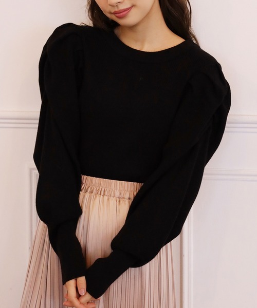 one after another NICE CLAUP（ワンアフターアナザーナイスクラップ）の「ラメ袖コンニット（ニット/セーター・レディース・モカ/オフホワイト/ブラック/ラベンダー・FREE）」の3枚目の写真