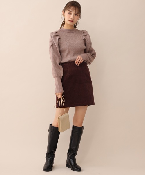 one after another NICE CLAUP（ワンアフターアナザーナイスクラップ）の「ラメ袖コンニット（ニット/セーター・レディース・モカ/オフホワイト/ブラック/ラベンダー・FREE）」の15枚目の写真