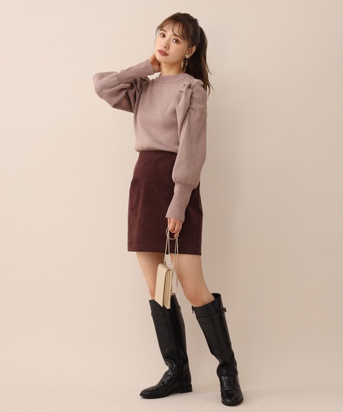 one after another NICE CLAUP（ワンアフターアナザーナイスクラップ）の「ラメ袖コンニット（ニット/セーター・レディース・モカ/オフホワイト/ブラック/ラベンダー・FREE）」の5枚目の写真