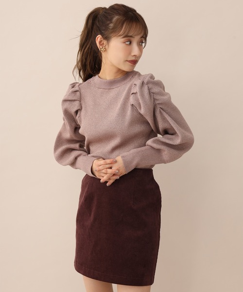 one after another NICE CLAUP（ワンアフターアナザーナイスクラップ）の「ラメ袖コンニット（ニット/セーター・レディース・モカ/オフホワイト/ブラック/ラベンダー・FREE）」の11枚目の写真