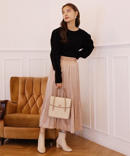 one after another NICE CLAUP（ワンアフターアナザーナイスクラップ）の「ラメ袖コンニット（ニット/セーター・レディース・モカ/オフホワイト/ブラック/ラベンダー・FREE）」の12枚目の写真