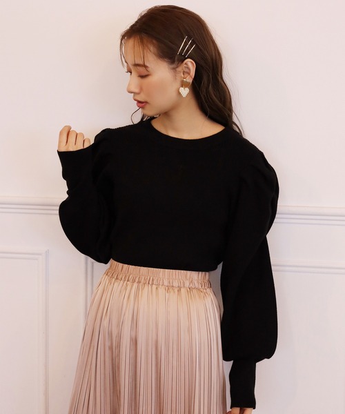 one after another NICE CLAUP（ワンアフターアナザーナイスクラップ）の「ラメ袖コンニット（ニット/セーター・レディース・モカ/オフホワイト/ブラック/ラベンダー・FREE）」の9枚目の写真