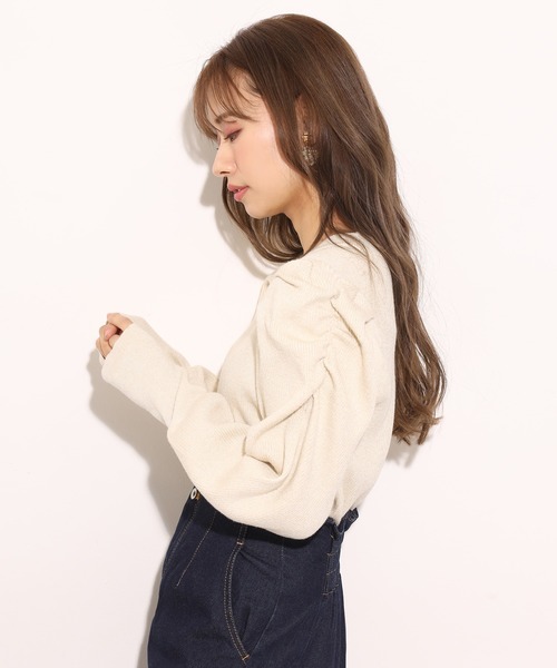 one after another NICE CLAUP（ワンアフターアナザーナイスクラップ）の「ラメ袖コンニット（ニット/セーター・レディース・モカ/オフホワイト/ブラック/ラベンダー・FREE）」の21枚目の写真