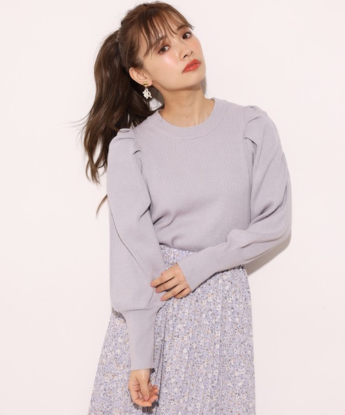 one after another NICE CLAUP（ワンアフターアナザーナイスクラップ）の「ラメ袖コンニット（ニット/セーター・レディース・モカ/オフホワイト/ブラック/ラベンダー・FREE）」の17枚目の写真