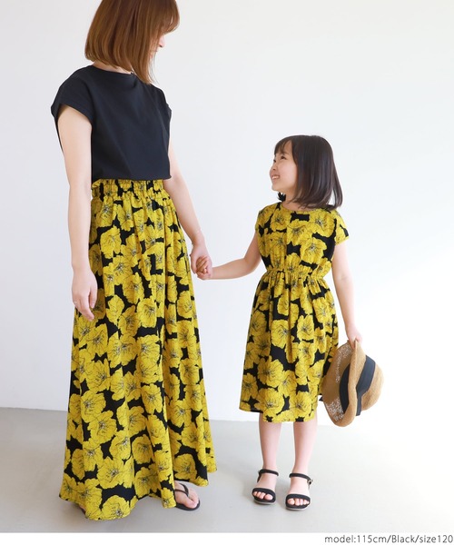 coca（coca）（コカ）の「キッズ レトロ花柄フレアロングワンピース