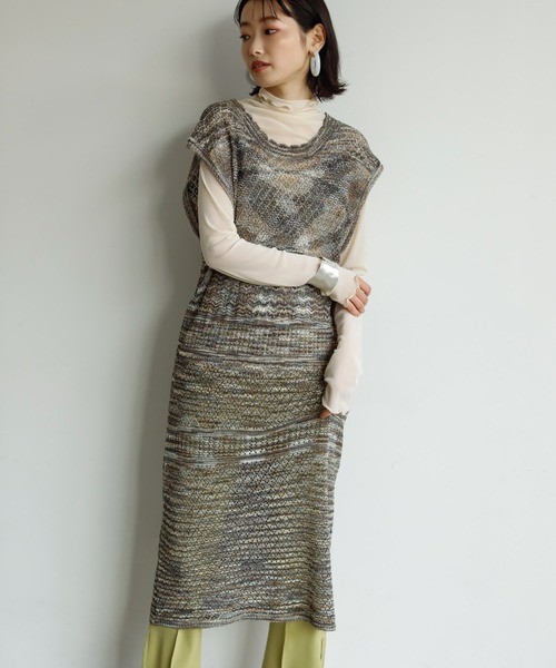 セール ファッションインフルエンサーmisato Birthdayroom ミックスカラーニットチュニックワンピース チュニック Birthday Room バースデイルーム のファッション通販 Zozotown