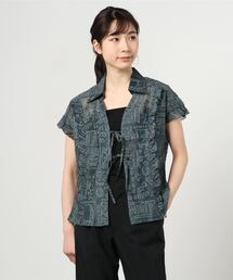 HAVE A NICE TRIP / ハヴァナイストリップ　麻混オパールアフリカンキカ柄リボンタイシャツ