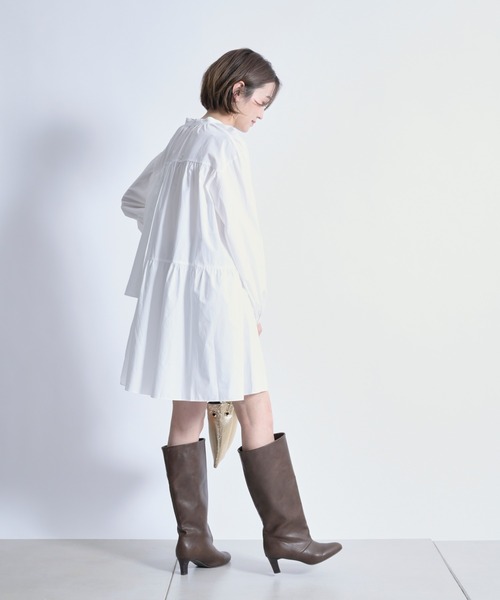 DouDou(ドゥドゥ)の「【新色追加】ティアード2WAYチュニックブラウス(シャツ/ブラウス・レディース・オフホワイト/カーキ/ブラック・FREE)」の9枚目の写真