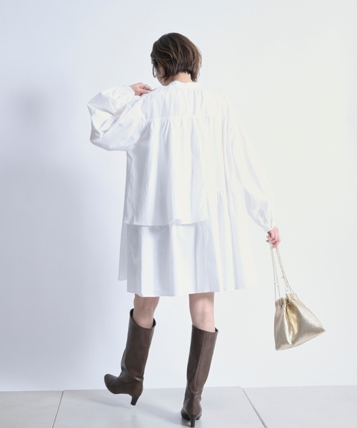 DouDou(ドゥドゥ)の「【新色追加】ティアード2WAYチュニックブラウス(シャツ/ブラウス・レディース・オフホワイト/カーキ/ブラック・FREE)」の10枚目の写真