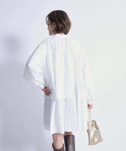 DouDou(ドゥドゥ)の「【新色追加】ティアード2WAYチュニックブラウス(シャツ/ブラウス・レディース・オフホワイト/カーキ/ブラック・FREE)」の17枚目の写真