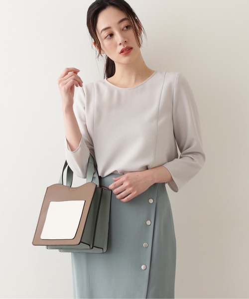 NATURAL BEAUTY BASIC（ナチュラルビューティーベーシック）の「トリカラースワローマチトート（トートバッグ・レディース・オフホワイト/ブラウン・ﾌﾘ-）」の2枚目の写真